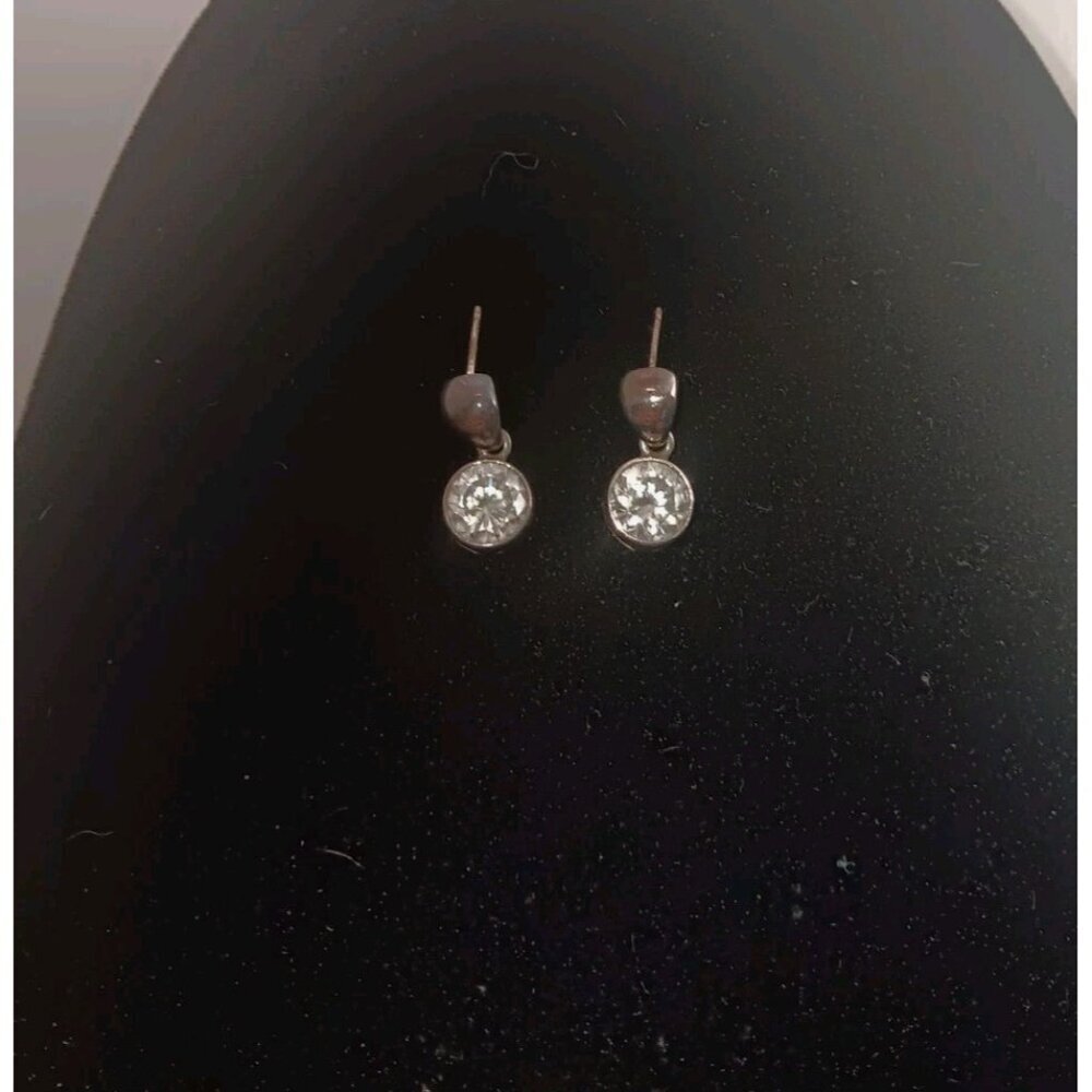 Diamonique Sterling Silver 925 Cubic Zirconia JJJ Earrings 3.5